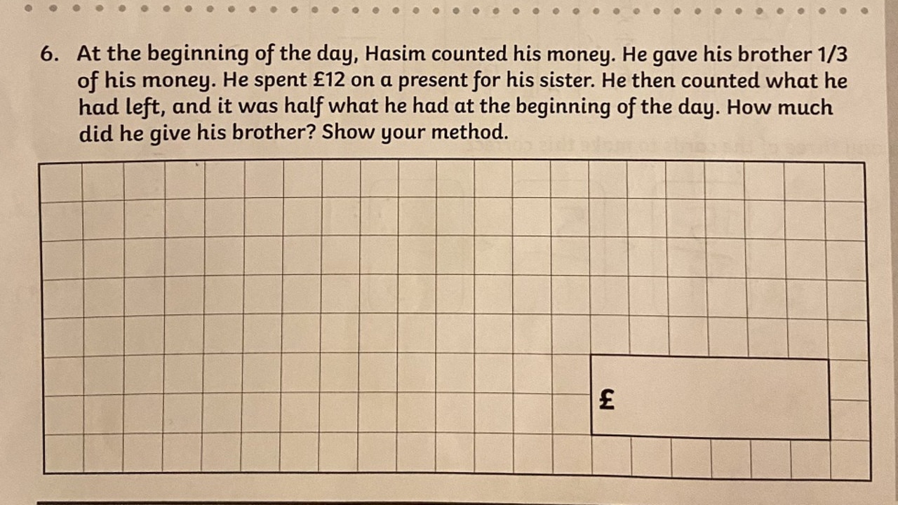 Can you solve this 10-year-old’s maths question? Picture: Twitter/AnnaBotting