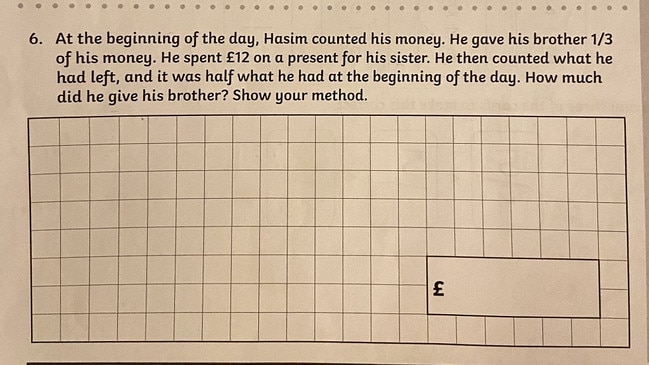 Can you solve this 10-year-old’s maths question? Picture: Twitter/AnnaBotting