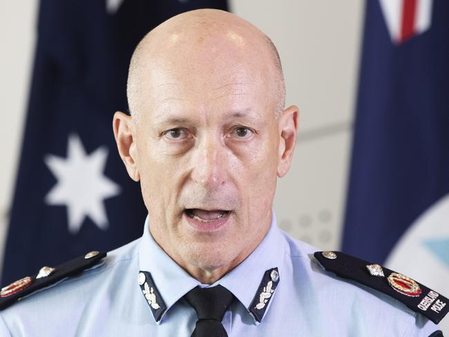 Deputy Police Commissioner Steve Gollschewski addresses media at a press conference at 1 William St, Brisbane City, Brisbane, 29th of January 2021. (News Corp/Attila Csaszar)