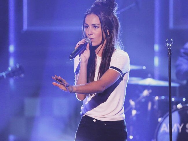 Gold Coast singer Amy Shark performing on The Tonight Show starring Jimmy Fallon. Photo: Instagram.