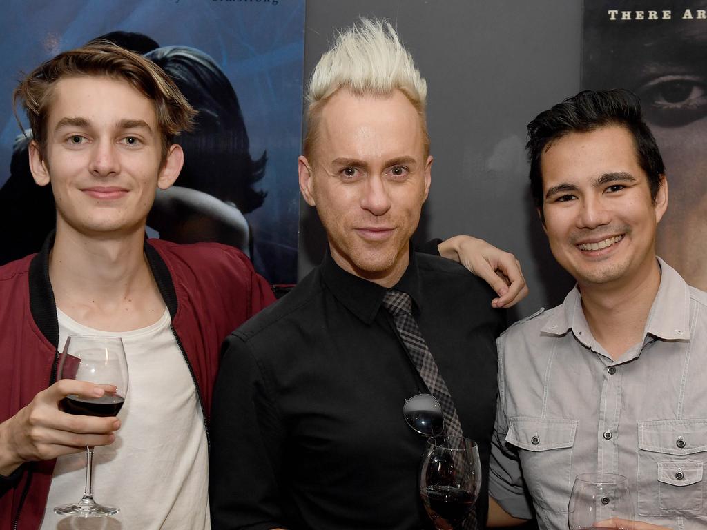 Christian Kusabs, Markus Hamence and Geoff Woodberry at the Spanish Film Festival media launch pre-screening drinks at Palace Nova Cinema in the city. Picture: Naomi Jellicoe