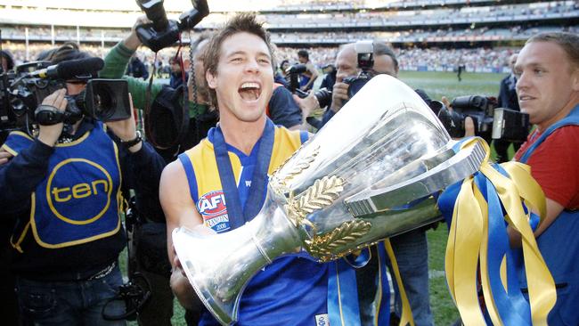 Ben Cousins celebrates West Coast winning the 2006 premiership. Picture: Jackson Flindell