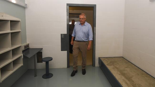 Mr Morrison inside a 'high care accommodation room' at North West Point Detention Centre. Picture: AAP Image/Lukas Coch