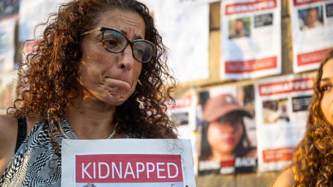 Einav Moshebarda, the niece of Adina, who was kidnapped and is seen in a video being taken by Hamas militants. Picture: Getty Images