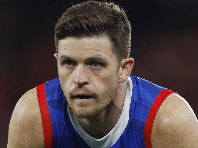 MELBOURNE , AUSTRALIA. May 23 , 2024.  AFL Round 11.  Western Bulldogs vs Sydney Swans at Marvel Stadium.   Bulldog Taylor Duryea     . Pic: Michael Klein