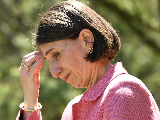 Gladys Berejiklian was grilled at the press conference. Picture: NCA NewsWire/Joel Carrett