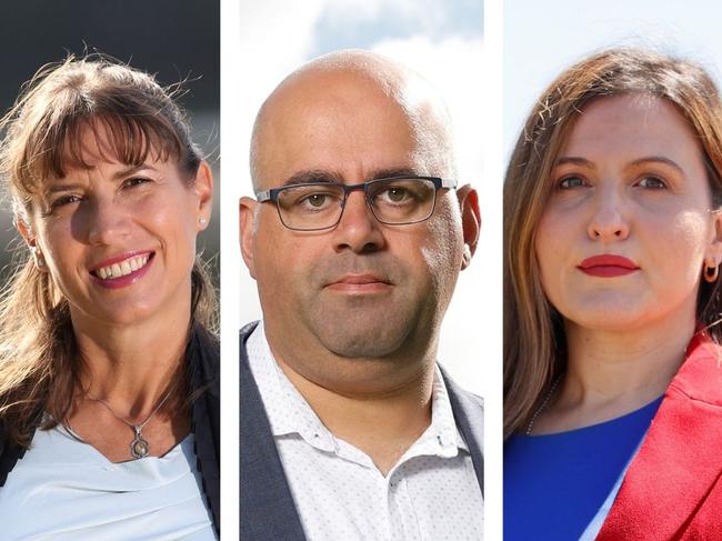 Canterbury-Bankstown Mayor Khal Asfour (centre) faces allegations from Wendy Lindsay MP (left) and Tania Mihailuk MP (right).