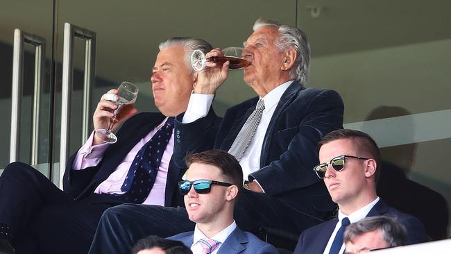 Former Australian Prime Minister Bob Hawke enjoying a beer during Day 2 of 3rd Test match Australia v Pakistan at the SCG in 2017. Picture: Phil Hillyard