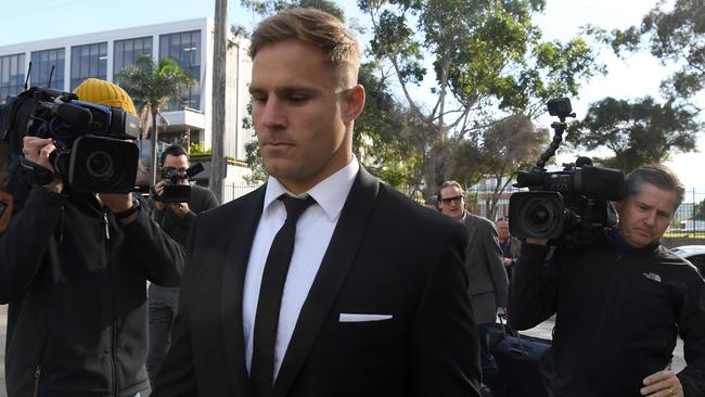 St. George Illawarra Dragons NRL star Jack de Belin has been stood down while he faces sexual assault charges. Picture: AAP