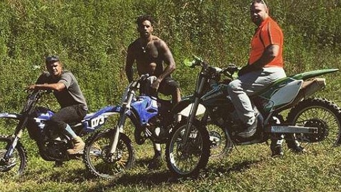 Josh Addo-Carr, centre, and Latrell Mitchell, left, flouting social distancing rules during a trip to Taree. Picture: Instagram