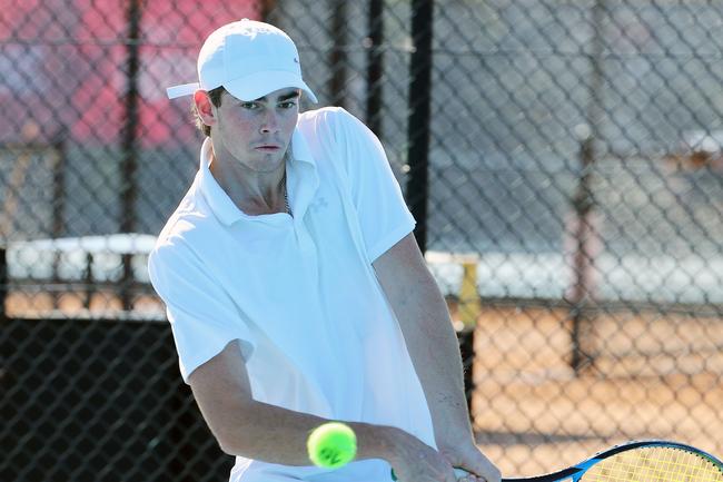 Action from the International Tennis Federation junior tournament at KDV on the Gold Coast. Picture: Tertius Pickard