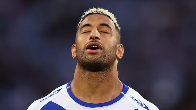 SYDNEY, AUSTRALIA - SEPTEMBER 07: Village Kikau of the Bulldogs is pictured during the round 27 NRL match between Canterbury Bulldogs and North Queensland Cowboys at Accor Stadium, on September 07, 2024, in Sydney, Australia. (Photo by Mark Nolan/Getty Images)