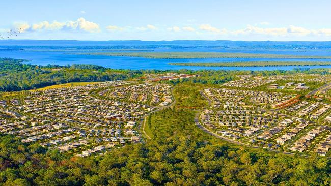 An artist’s impression of the Lendlease Shoreline ‘greenfield’ housing estate at Redland Bay which will eventually be home to more than 20,000 people. Picture: Shoreline