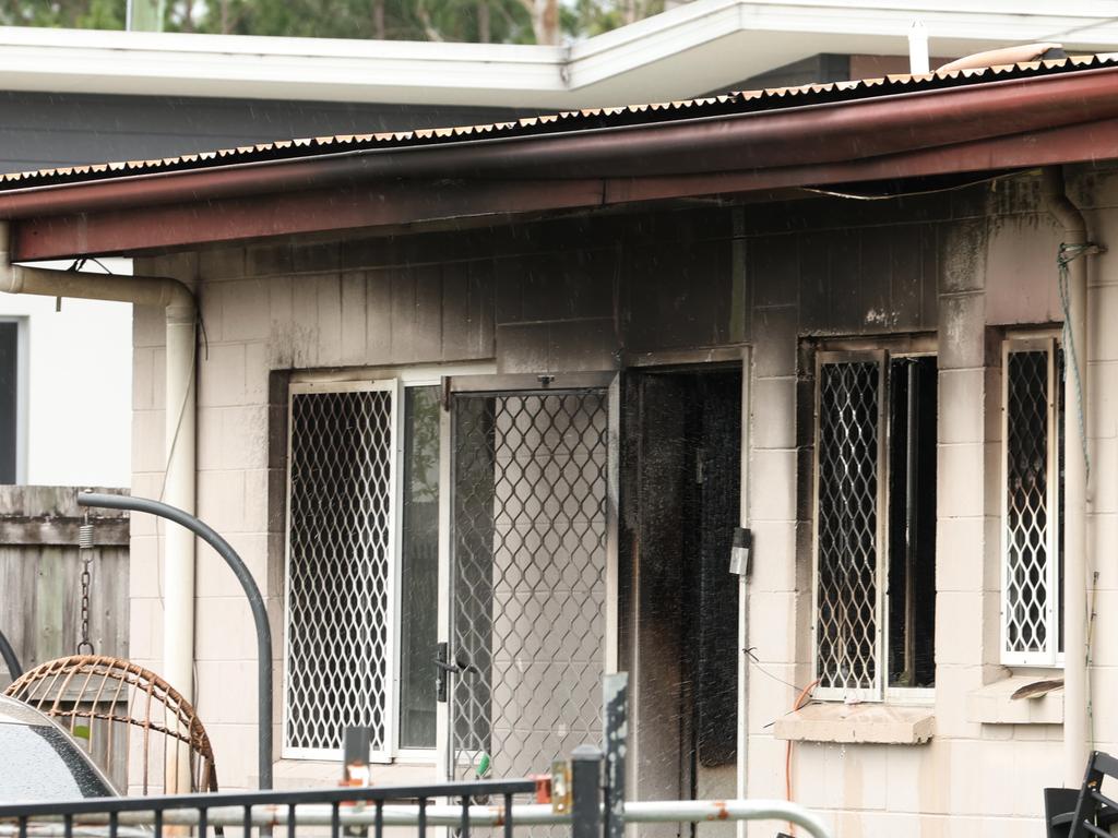 Crime scene of a suspicious fire at Landsborough where a house and car were destroyed on Sunday night. Picture Lachie Millard