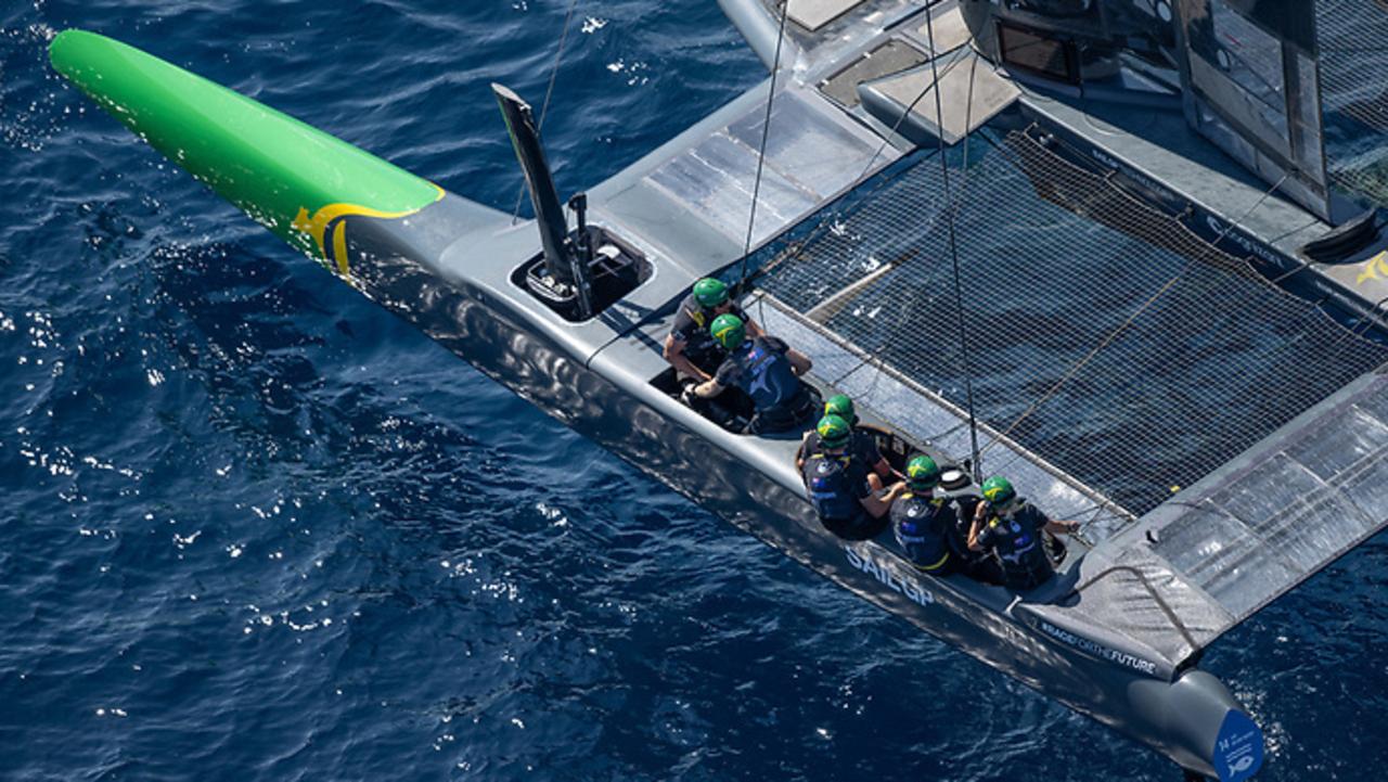 The Australian sailors in their pods and in race mode. Pic: Supplied/SailGP