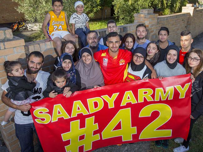 Adam Saad’s family and friends — better known as the Saady Army. Picture: Ian Currie