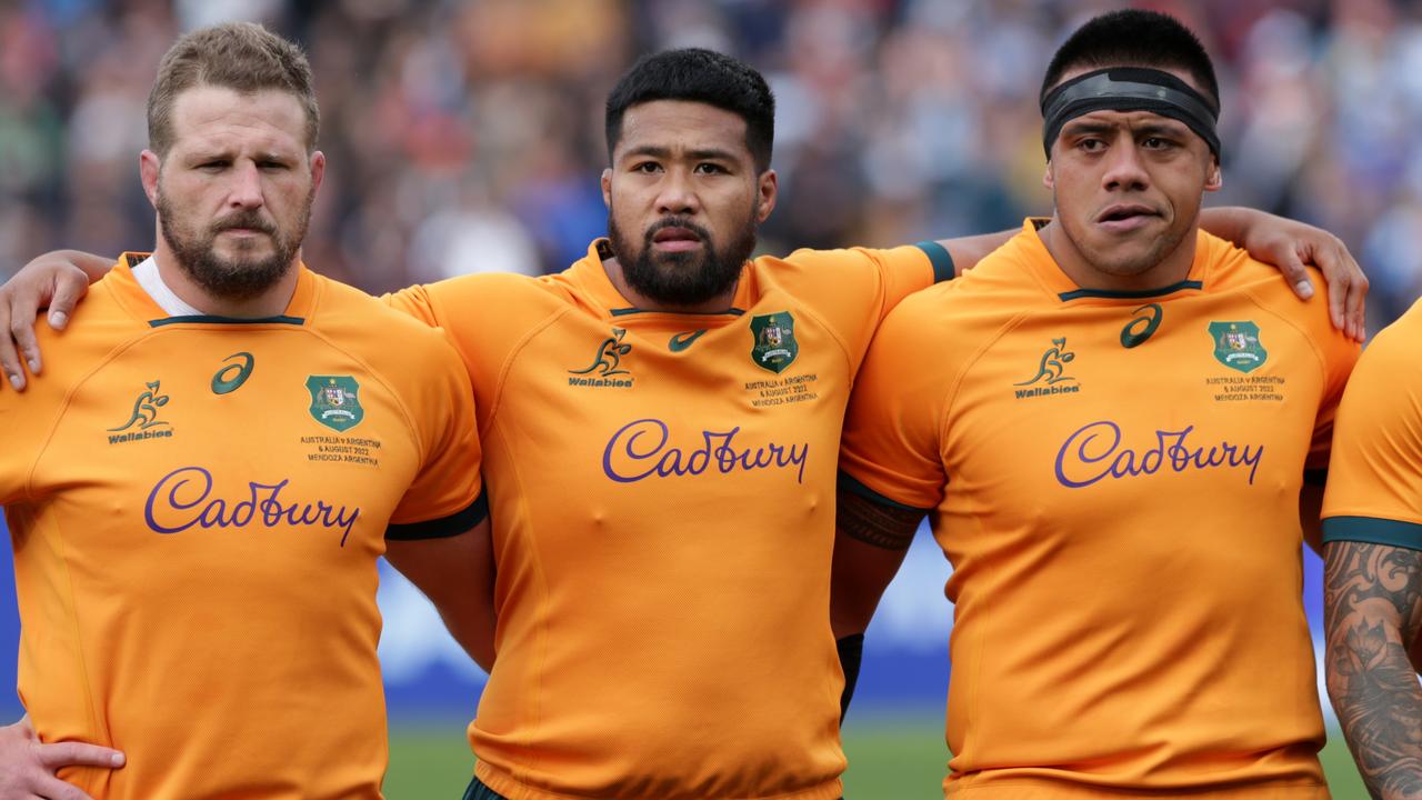 James Slipper, Folau Fainga’a and Allan Alaalatoa form an all-Brumbies front-row for the Wallabies. Photo: Getty Images