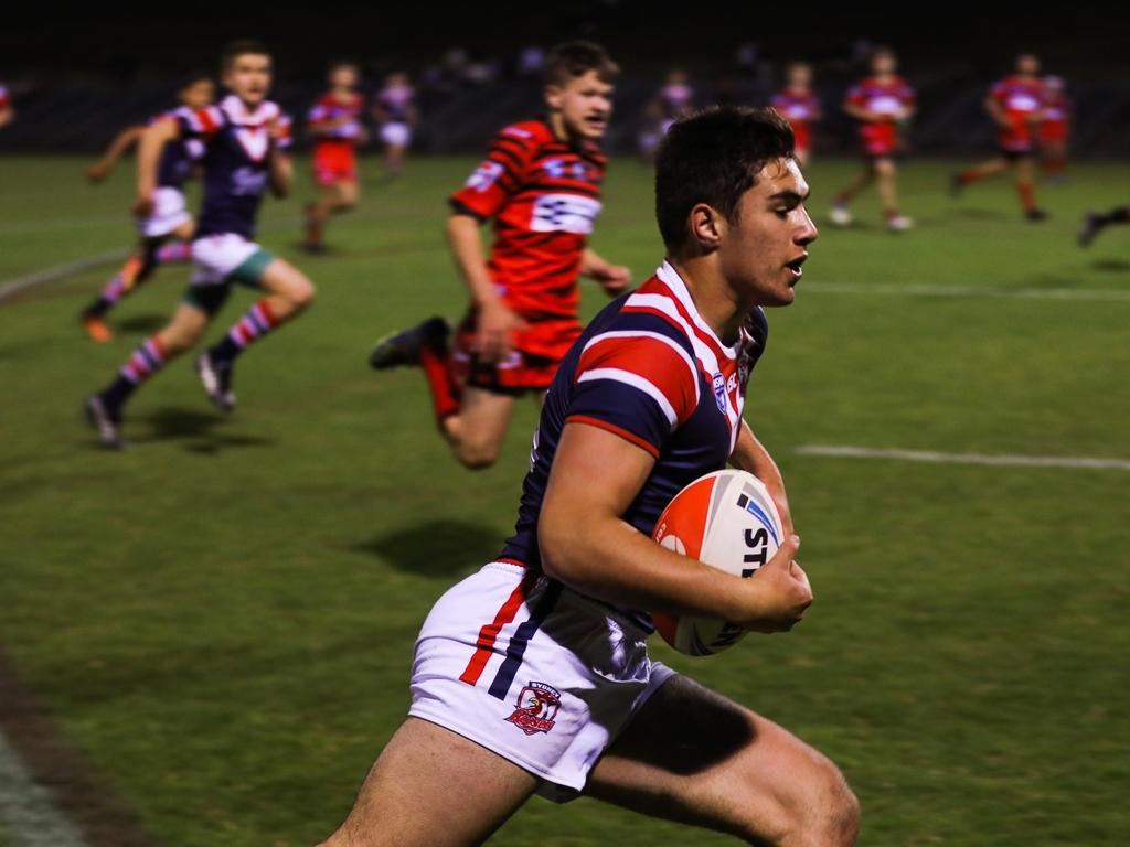 DT Sport. Brad Fittler's son Zac Fittler in action for a junior Sydney Roosters representative side. Picture supplied