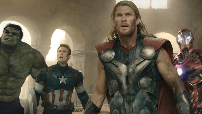 Superheroes The Hulk (Mark Ruffalo, left) and Thor (Chris Hemsworth, right), pictured here with Captain America (Chris Evans, centre) in Marvel's Avengers: Age Of Ultron, team up for Thor: Ragnarok. Picture: Supplied by Marvel.