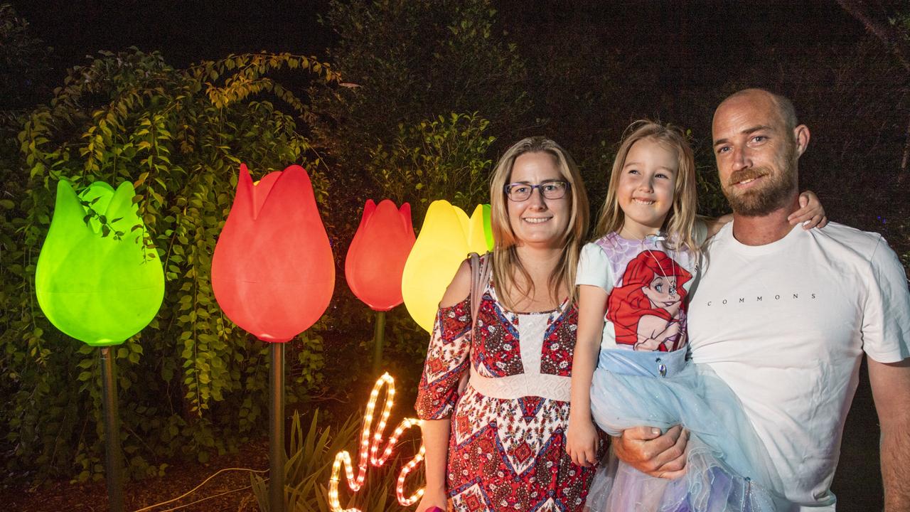 (from left) Tamara Foden, Liana Foden and Jay Datson. Opening of Toowoomba's Christmas Wonderland in Queens Park. Saturday, December 4, 2021. Picture: Nev Madsen.