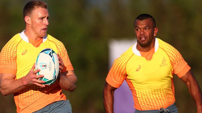 EBETSU, JAPAN - SEPTEMBER 19:  Reece Hodge of Australia looks for space during a training session at the Hokkaido Nopporo Sports Park on September 19, 2019 in Ebetsu, Japan. (Photo by Dan Mullan/Getty Images)