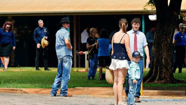 Family and friends arrive at Casuarina Street primary school for Dolly Everett's memorial service in Katherine, Northern Territory.