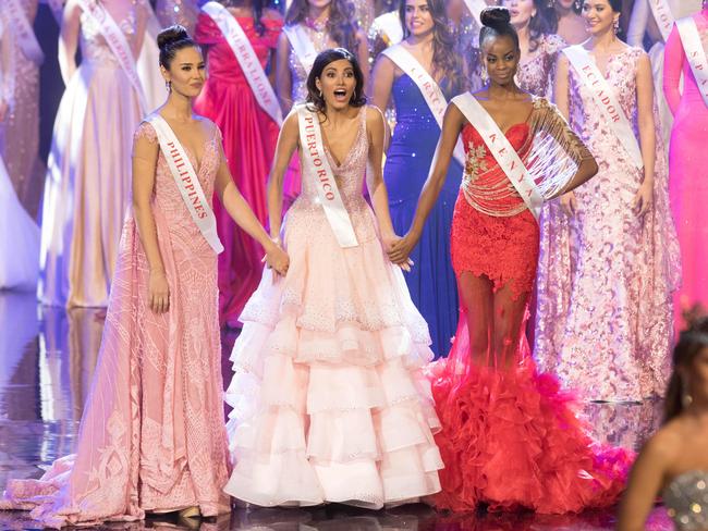 Miss Puerto Rico Stephanie Del Valle reacts after winning in the Grand Final of the Miss World 2016 pageant at the MGM National Harbor December 18, 2016 in Oxon Hill, Maryland. Picture: AFP