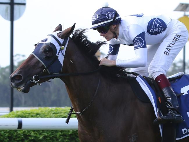 Goldman winning a 2400m BM78 at Warwick Farm for jockey Regan Bayliss and trainers Gai Waterhouse and Adrian Bott on March 15, 2023. Picture: Grant Guy,