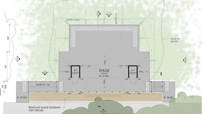 Plans for a permanent outdoor cinema at Kelvin Grove. Plans by City Planning, BCC