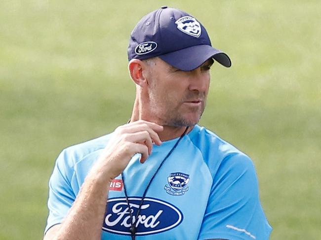 GEELONG, AUSTRALIA - MARCH 26: Steven King, Assistant Coach of the Cats looks on during the Geelong Cats training session at GMHBA Stadium on March 26, 2024 in Geelong, Australia. (Photo by Michael Willson/AFL Photos)