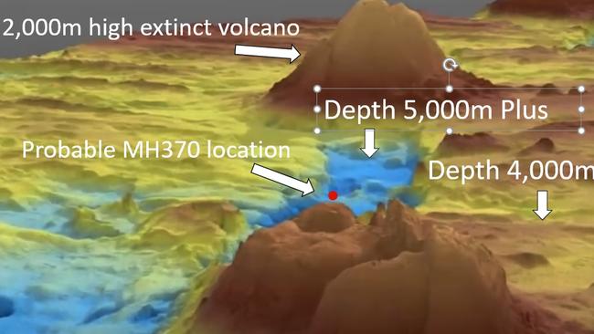 British Aerospace engineer Richard Godfrey’s theory on where the crash site is – 2000km west of Perth in the southern Indian Ocean. Picture: Supplied