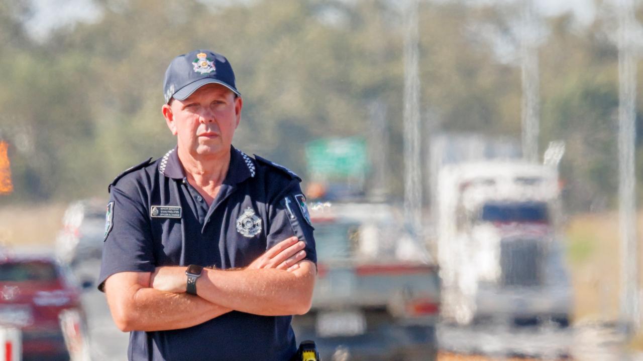 Senior Sergeant Ewan Findlater of the Queensland Police Service based in Rockhampton pictured on the Bruce Highway at Midgee.