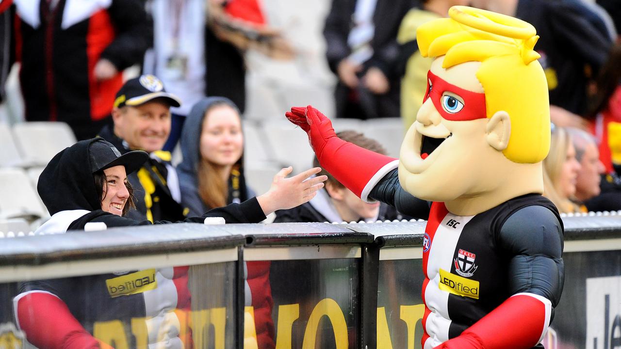 The St Kilda Saints mascot. Picture: AAP Image/Joe Castro