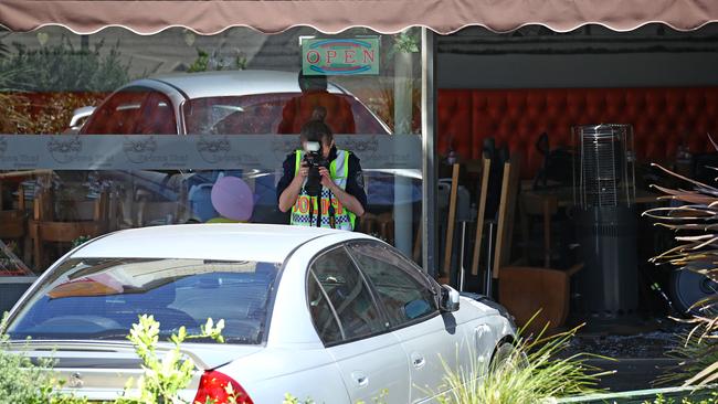 An elderly driver has crashed into a North Epping cafe crushing one woman who was rushed to hospital. Picture: Toby Zerna