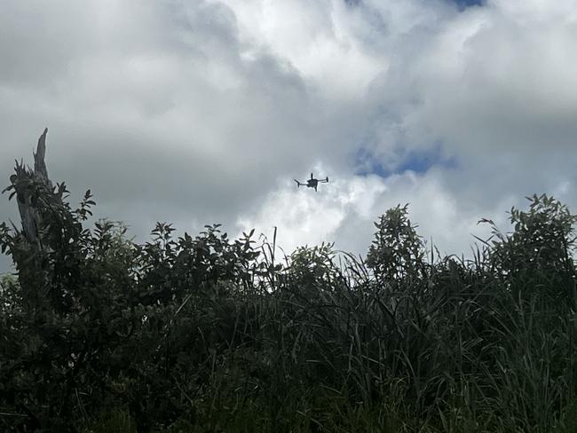 Detectives used a drone to fly around the property as part of their investigation. Picture: Jack Colantuono