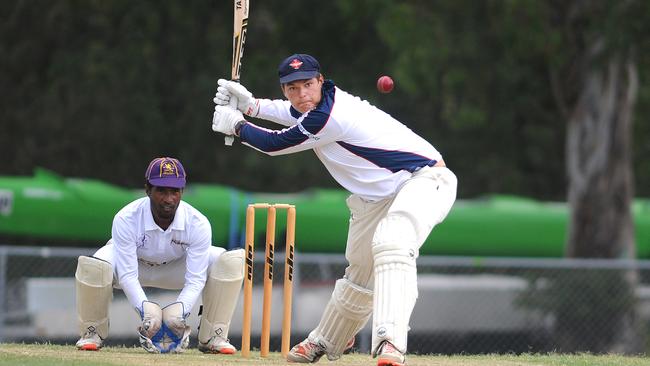 Mudgeeraba Nerang batsman Dayne Siede. Cricket Gold Coast Kookaburra Cup - Palm Beach Currumbin vs Mudgeeraba Nerang at Salk Oval. Picture John Gass