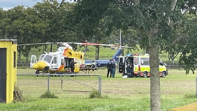 Multiple emergency crews were at the Sarina showgrounds after Kodie Monks was seriously injured in a buggy rollover.