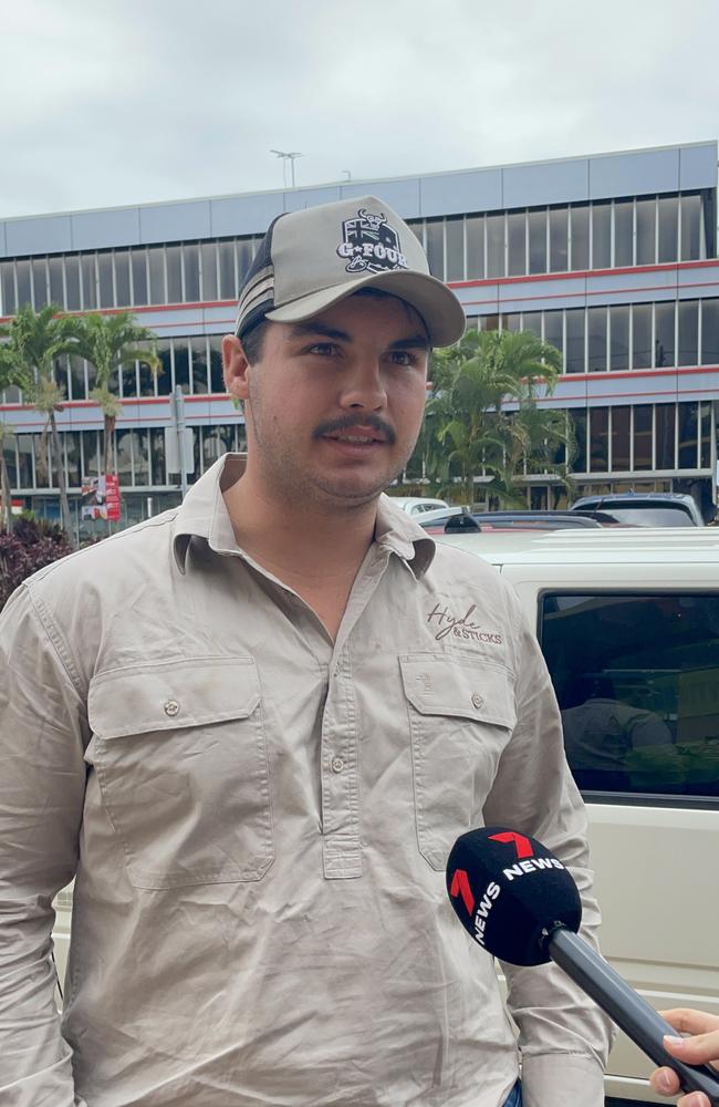 Connor Cranston, brother of Luke Darby Cranston who is pleading guilty to stealing two rural fire service vehicles in November 2023 Connor spoke to media outside Mackay courthouse. Picture: Janessa Ekert