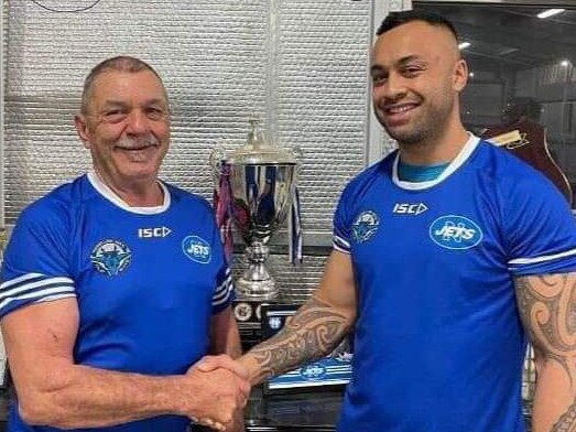 Narellan’s new faces in 2023, (L-R) club president Frank Marino and captain-coach Levi Dodd. Picture: Narellan Jets Rugby League Club.