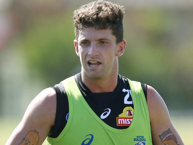 Western Bulldogs training at Whitten Oval. 25/02/2019.  Tom Liberatore sporting some new Simpsons tattoos   . Pic: Michael Klein