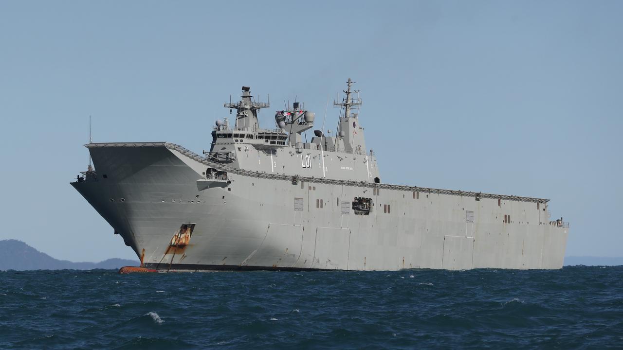 The HMAS Adelaide is en route to Victoria today. Picture: Peter Wallis