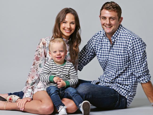 Dean Mumm, his wife Sarah and son Alfie. Picture: Sam Ruttyn