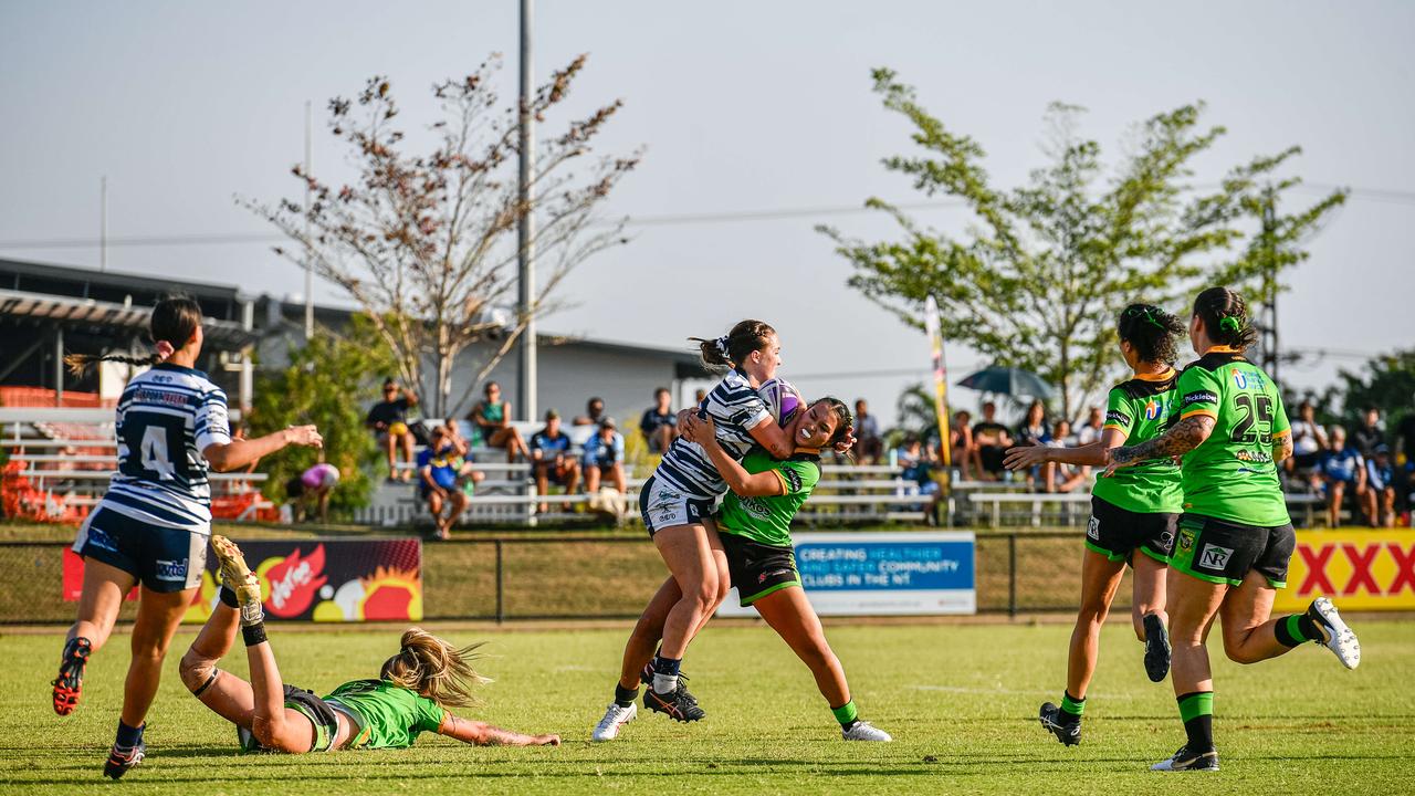 Jacinda Summers as the Darwin Brothers take on the Palmerston Raiders in the 2023 NRL NT women's grand final. Picture: Pema Tamang Pakhrin