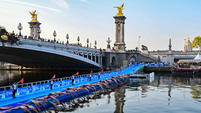 Organisers cancelled a pre-Olympics test swimming competition at the Seine river in August 2023 due to excessive pollution. Picture: Miguel MEDINA / AFP