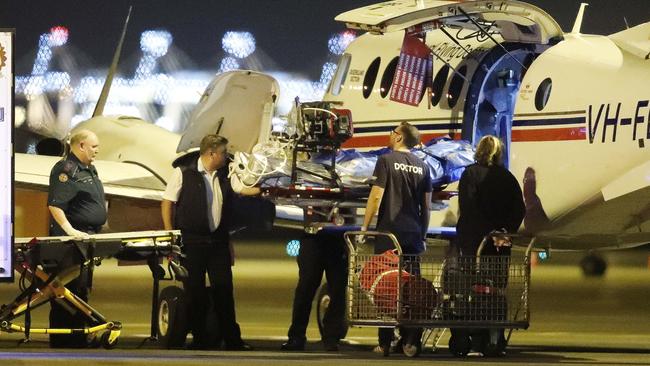 One of the injured miners who were flown on a Royal Flying Doctors plane after the explosion. Picture: AAP/Josh Woning