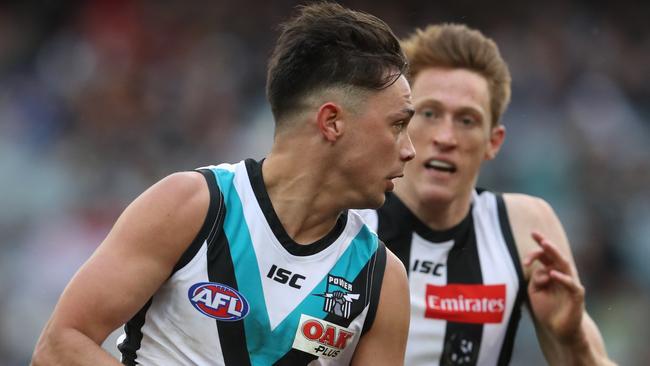 Aidyn Johnson is off to Tatura after playing for Avondale Heights in the Essendon District league. He used to play for Port in the AFL. Picture: AAP Image/David Crosling