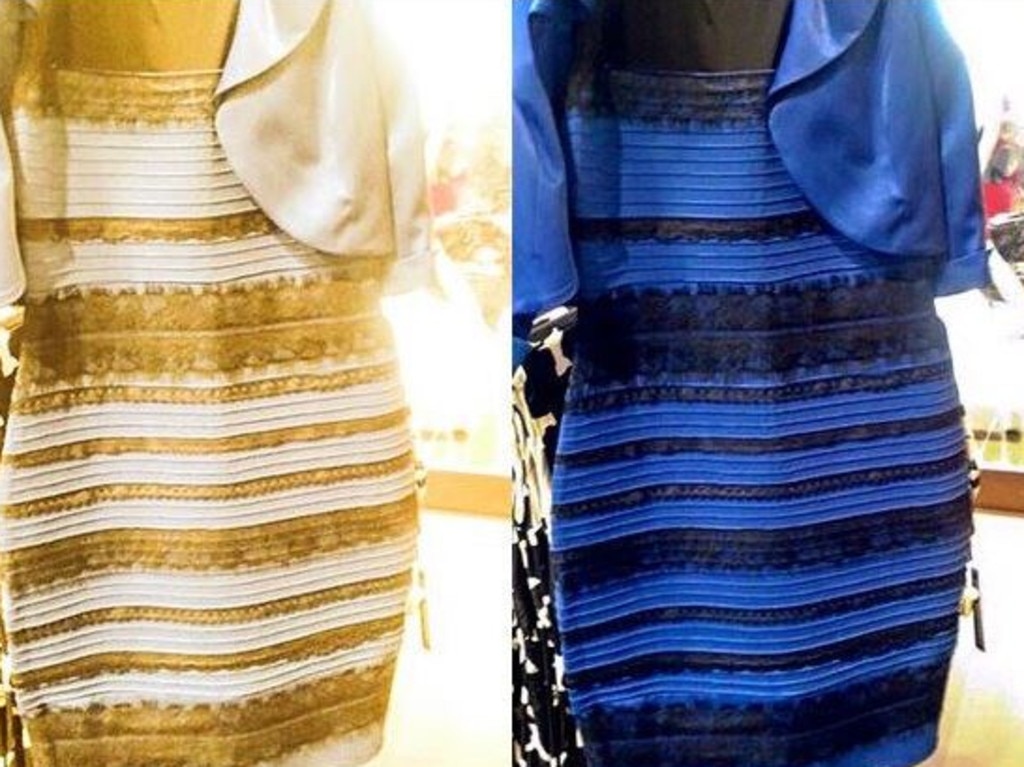 Debate over the colour of this dress, worn to Keir and Grace Johnston’s wedding, sparked global headlines in 2015. Picture: Supplied