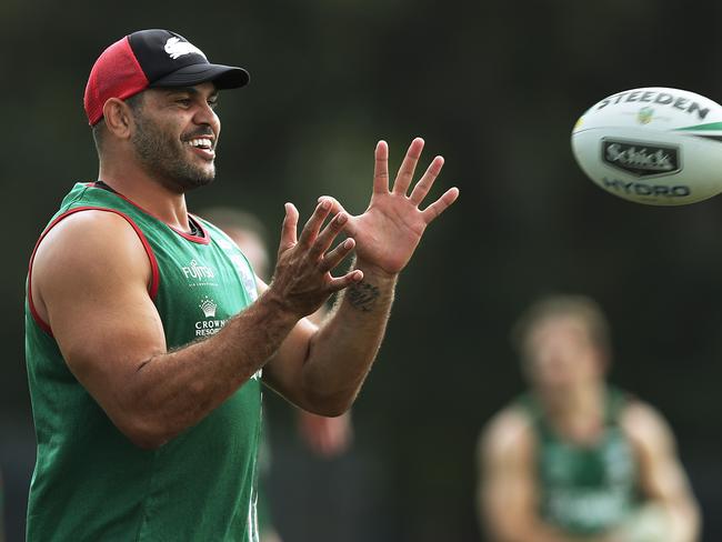 Greg Inglis during South Sydney rugby league training at Redfern Oval, Sydney. Picture: Brett Costello