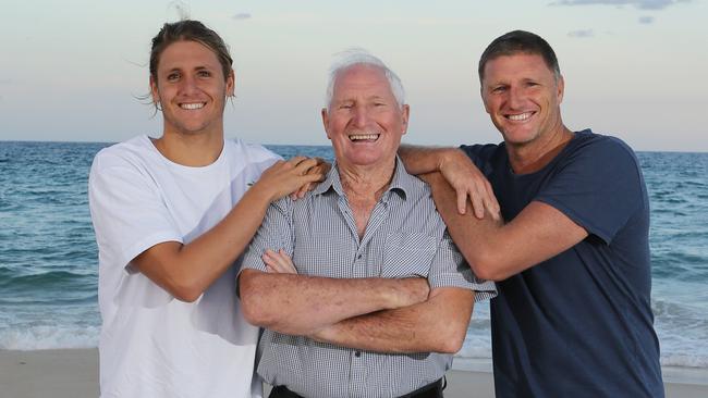 Trevor Hendy (right) with father Ron Hendy and Trevor’s son TJ Hendy. Picture Glenn hampson