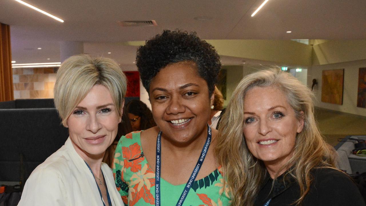 Emma Macdonald, Rosi Doviverata and Karleen Minney at Women in Media conference at Bond University, Robina. Pic: Regina King